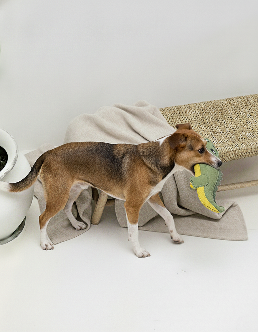 BUDDY. Leather Dog Toy "Large Crocodile" - natural dog toy available online from BUDDY. dog accessories